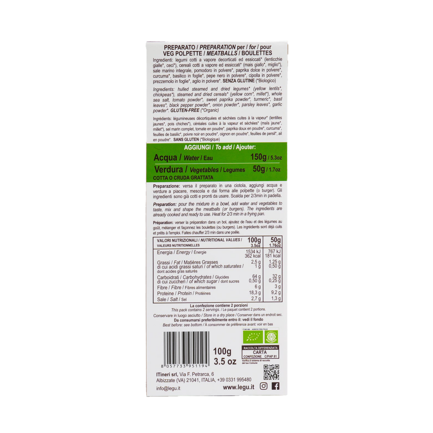 Organic Ready Mix for Lentil and Chickpea Patties