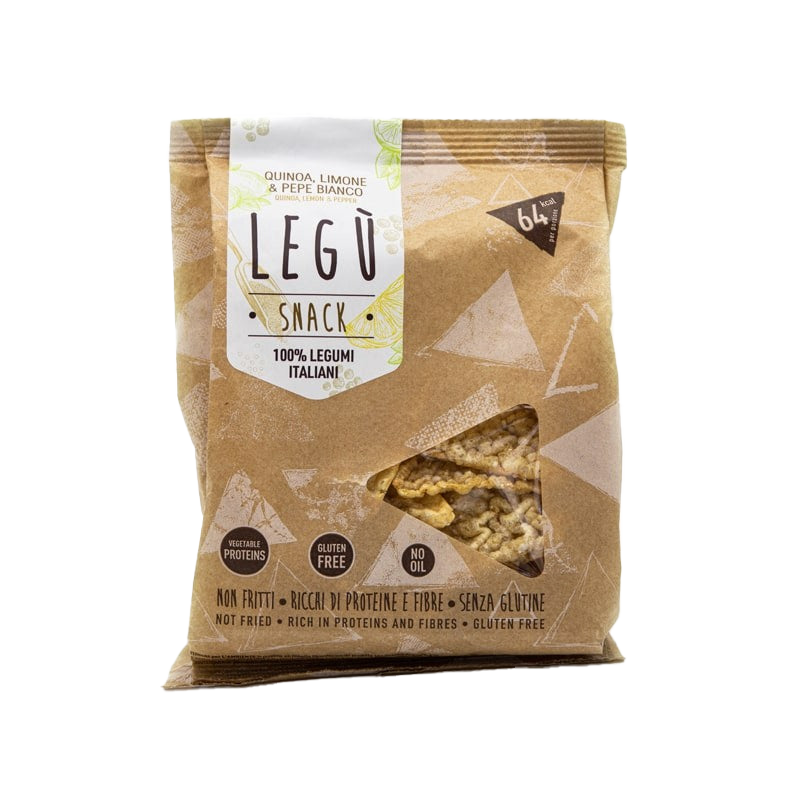 Snacks crunchy triangles (100% legumes) Quinoa, Lemon & White Pepper flavored